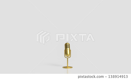 Golden Vintage Microphone Isolated On Minimal Background For Audio Concept 3d render. Golden Vintage Microphone Isolated On Minimal Background For Audio Concept 3d render. 138914913