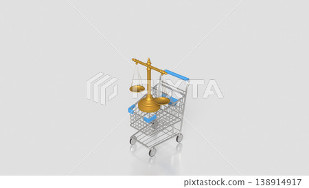 Digital Documents And Legal E commerce Concept With Shopping Cart And Balance Scale 3d render. Digital Documents And Legal E commerce Concept With Shopping Cart And Balance Scale 3d render. 138914917