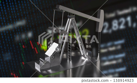 Oil Production and Market Volatility Analysis with Digital Financial Data 3d render. 138914923