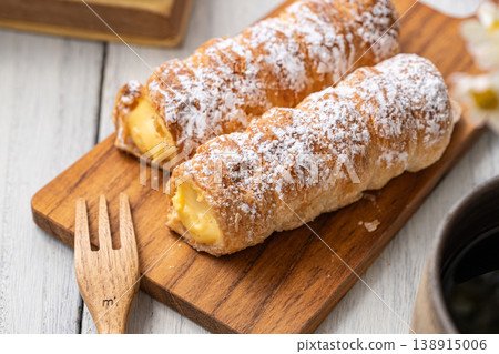 Cornet placed on a cutting board 138915006