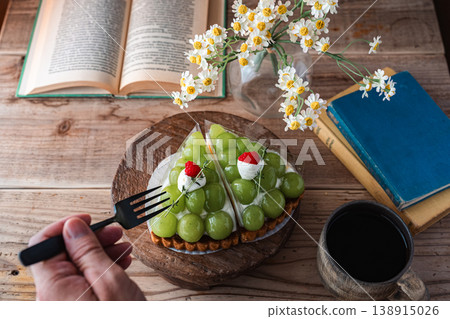 Cake and coffee on the table Cake and coffee on the table 138915026