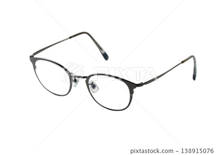Cutout image of black-rimmed glasses (transparent PNG, white background) 138915076