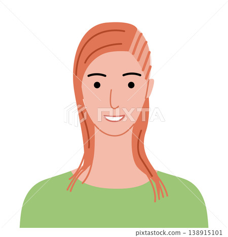 Cornrows hairstyle flat vector front view, braided hair shape tight rows composition for avatar, beauty app, interface 138915101