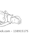 Line drawing illustration of a sleeping baby 138915175