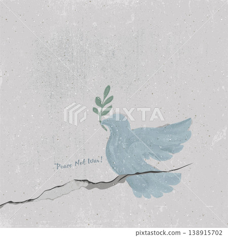 Peace dove with olive branch doodle line childish style painted on old cement wall grain texture have blank space. Peace dove with olive branch doodle line childish style painted on old cement wall grain texture have blank space. 138915702