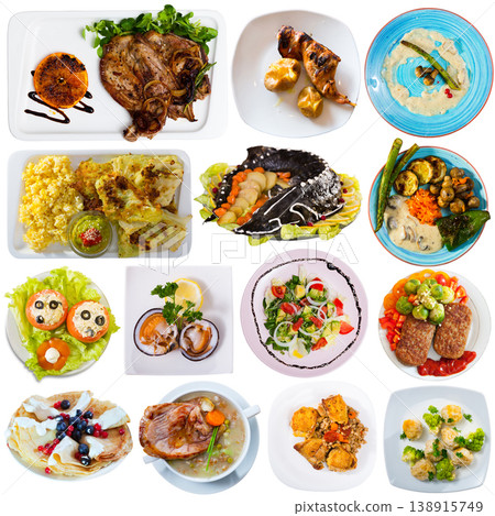 Collage of different meals isolated Collage of different meals isolated 138915749