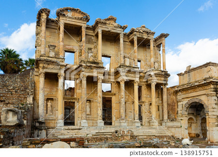 Remained facade of Library of Celsus at ruins of Ephesus, Turkey Remained facade of Library of Celsus at ruins of Ephesus, Turkey 138915751