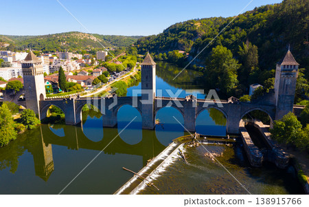 Pont Valentre bridge across the Lot River in Cahors, France Pont Valentre bridge across the Lot River in Cahors, France 138915766