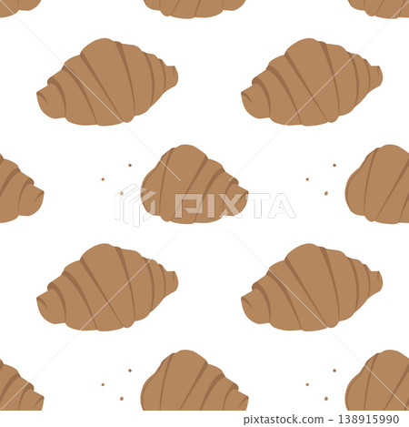 Croissant whole and bitten with crumbs Minimalist Seamless Pattern National Croissant Day background. Isolated Vector illustration Food Poster, Menu Card, Promo or Print materials Backdrop label, tag Croissant whole and bitten with crumbs Minimalist Seamless Pattern National Croissant Day background. Isolated Vector illustration Food Poster, Menu Card, Promo or Print materials Backdrop label, tag 138915990