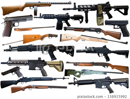 Various weapons isolated over white background Various weapons isolated over white background 138915992