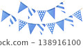 Blue and white garland, stylish watercolor illustration 138916100