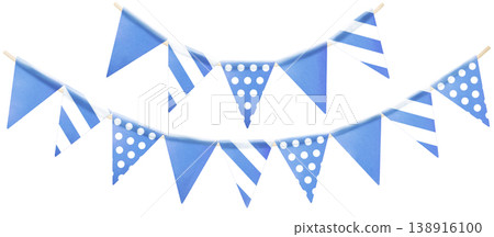 Blue and white garland, stylish watercolor illustration 138916100