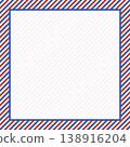 Square red and blue striped background with frame. 138916204