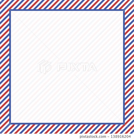 Square red and blue striped background with frame. 138916204
