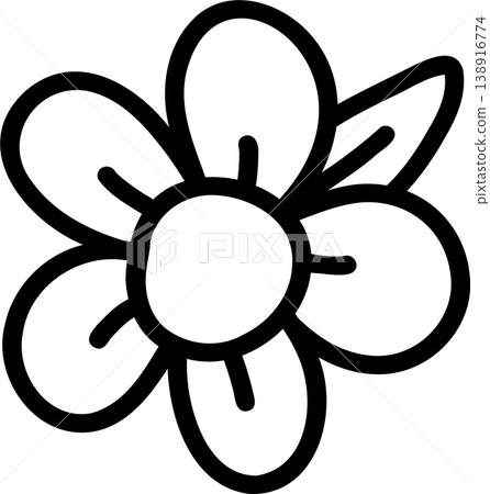 Retro White Daisy Flower Icon outline with leaf hand drawn Retro White Daisy Flower Icon outline with leaf hand drawn 138916774