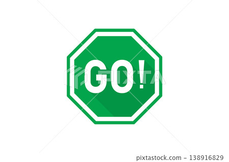 Green Go Sign Octagon Icon Indicating Proceed Permission Start Traffic Direction and Positive Action 138916829