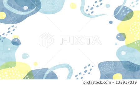 水彩風格的水下場景背景框。柔和的夏日色彩和抽象插畫風格。 138917039