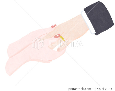 Ring exchange: wife to husband, watercolor, no outline. Ring exchange: wife to husband, watercolor, no outline. 138917083