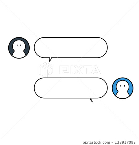 Chat screen frame material set: Speech bubble and icon illustrations Chat screen frame material set: Speech bubble and icon illustrations 138917092