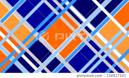 Geometric pattern, square, navy blue, orange 138917101