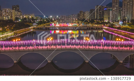 Feb 1 2026 Festive Night Lights Reflect Across Shing Mun River Sha Tin 138917729