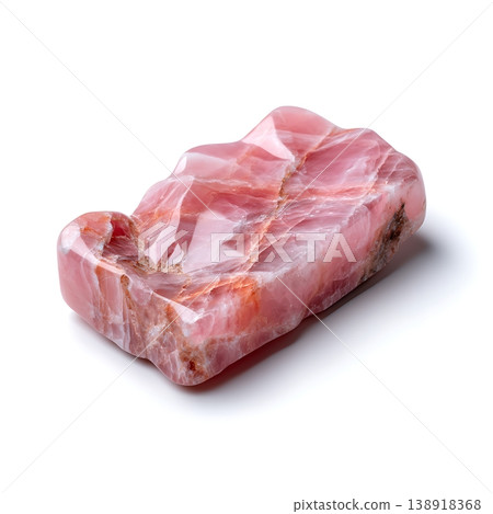 Raw pink crystal stone with smooth surface showcasing natural beauty and unique patterns 138918368
