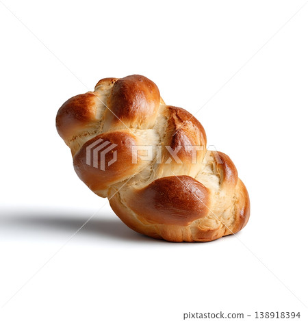 Freshly Baked Braided Bread Loaf with Golden Brown Crust and Soft Interior on White Background Freshly Baked Braided Bread Loaf with Golden Brown Crust and Soft Interior on White Background 138918394