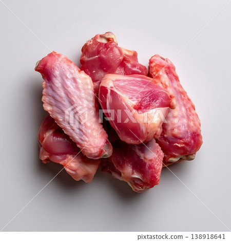 Fresh Raw Chicken Wings Ready for Cooking on Light Gray Background Fresh Raw Chicken Wings Ready for Cooking on Light Gray Background 138918641