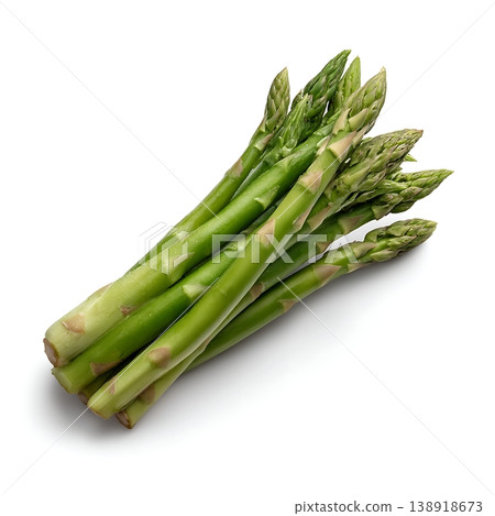 Fresh Green Asparagus Stalks on a White Background, Perfect for Culinary Creations 138918673