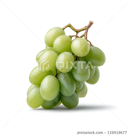 Fresh Green Grapes on White Background Perfect for Healthy Lifestyle and Nutrition Themes 138918677