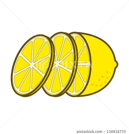 An illustration of fresh, juicy lemons sliced into rounds. An illustration of fresh, juicy lemons sliced into rounds. 138918735