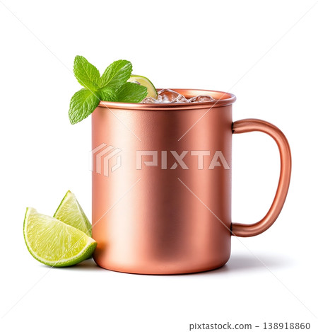 Refreshing Copper Mug Cocktail with Mint and Lime Garnish for Summer and Parties Refreshing Copper Mug Cocktail with Mint and Lime Garnish for Summer and Parties 138918860