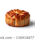 Traditional mooncake with intricate design on a white background showcasing its elegance 138918877