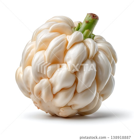 Unique and Unusual White Cabbage with a Distinctive Curved Shape and Smooth Surface Texture 138918887