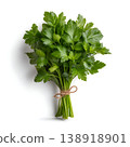Fresh Green Parsley Bunch Decorated With Twine on White Background for Culinary Uses 138918901
