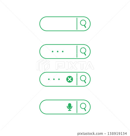 Search bar icon illustration set - simple, green 138919134