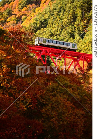 JR Kamaishi Line Onigazawa Bridge and KiHa 100 series diesel railcar 138919778