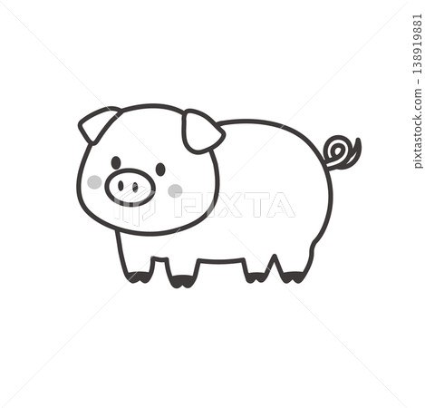 簡單可愛的豬插圖,圖標,豬 簡單可愛的豬插圖,圖標,豬 138919881