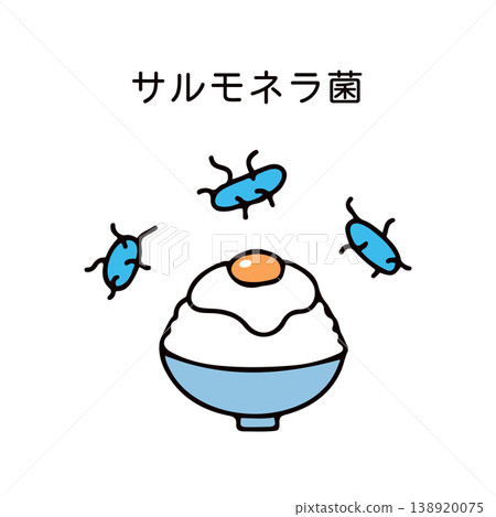 Illustration of rice with raw egg and salmonella bacteria 138920075