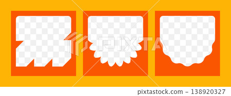 Trendy set of Templates Bold collage style with geometric shapes, y2k, and organic labels. For creative flyer, poster, or social media post with vibrant, retro vibe. Vector illustration 138920327