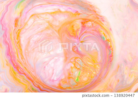 Pastel abstract swirl pattern with pink yellow and orange flowing liquid marble texture Pastel abstract swirl pattern with pink yellow and orange flowing liquid marble texture 138920447