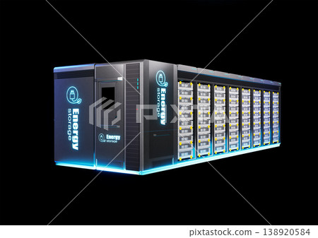 Energy storage system or battery container unit see through on black background Energy storage system or battery container unit see through on black background 138920584