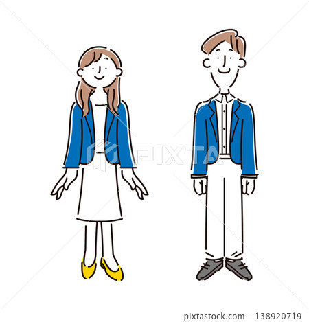 A set of simple full-body illustrations of a smiling business person. A set of simple full-body illustrations of a smiling business person. 138920719