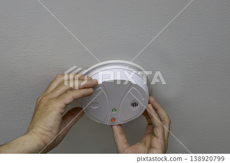 Installing Smoke Detector On Ceiling Installing Smoke Detector On Ceiling 138920799
