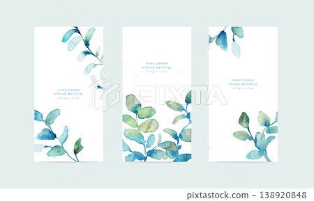 Watercolor painting. Watercolor-style illustration of summer green leaves. Vector illustration of green leaves. Watercolor painting. Watercolor-style illustration of summer green leaves. Vector illustration of green leaves. 138920848