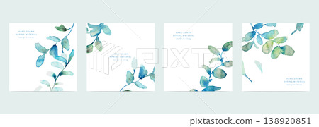 Watercolor painting. Watercolor-style illustration of summer green leaves. Vector illustration of green leaves. Watercolor painting. Watercolor-style illustration of summer green leaves. Vector illustration of green leaves. 138920851