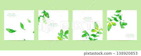 Watercolor painting. Watercolor-style illustration of summer green leaves. Vector illustration of green leaves. Watercolor painting. Watercolor-style illustration of summer green leaves. Vector illustration of green leaves. 138920853