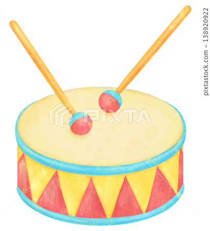 色彩鮮豔的小鼓插畫嬰兒玩具 138920922