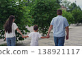 little boy with parent walk, childhood, three people, little son having fun walking with parents outdoors, little boy child son smiling parents walking outdoors, jump up, boy with parent walking 138921117