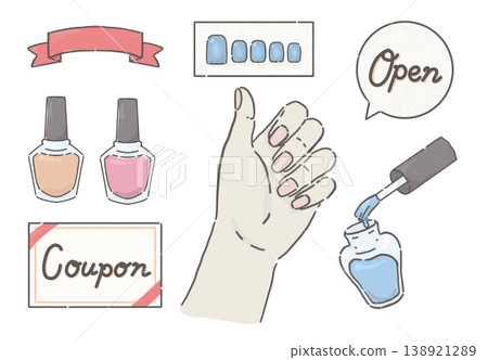 Hand illustrations (cute and simple) that can be used in nail salon advertisements. Hand illustrations (cute and simple) that can be used in nail salon advertisements. 138921289